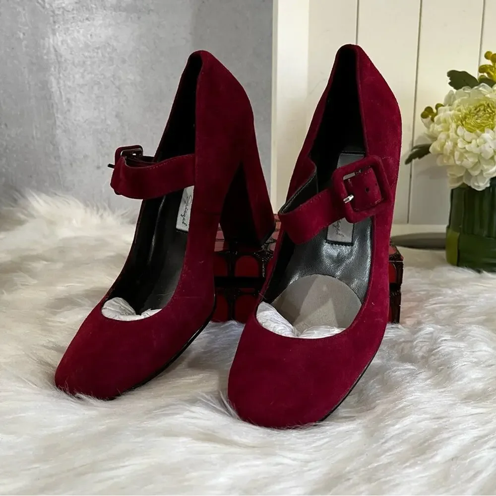 NEW Spiegel Vintage Y2K Suede Mary Jane Buckle Strap High Heel Pumps 5.5 NWOB - Picture 9 of 14